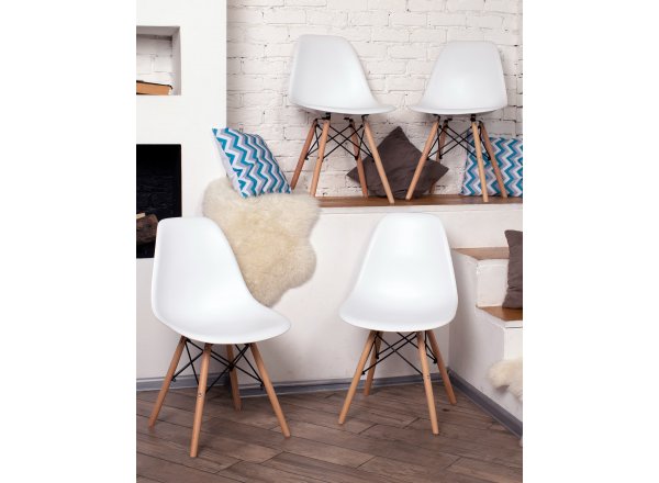 Стул Eames Style DSW белый (разборный каркас)